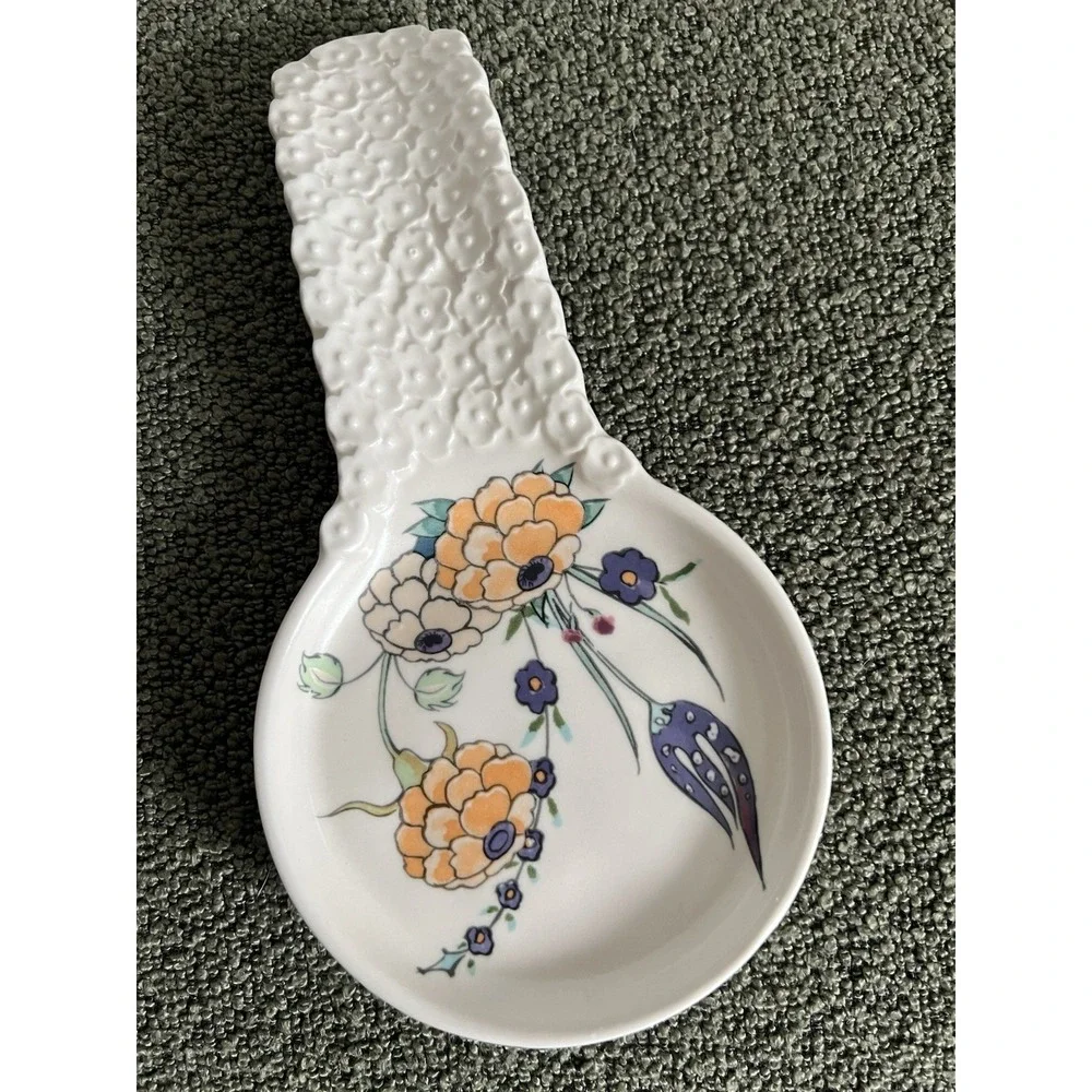 Anthropologie Turkuaz Kitchen Betül Floral Ceramic Spoon Rest Posy Boho Whimsy